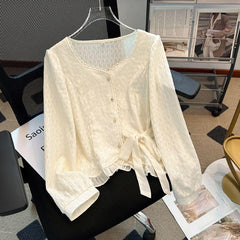 French Style Lace Trim Blouse - fairypeony