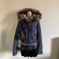 Fleece Hooded Jacket with Print