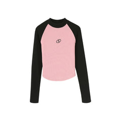 Logo Emroidered Raglan Long Sleeve Tee - fairypeony
