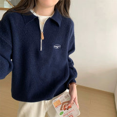 Vintage Polo Collar Half Zip Up Sweater