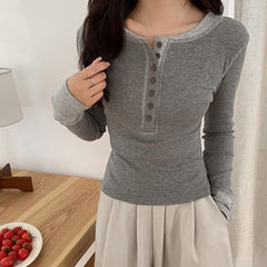 Sewing Details Patchwork Long Sleeve Tee