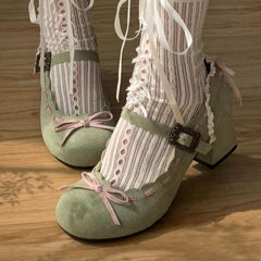 Retro Mary Jane Low Heel Shoes - fairypeony