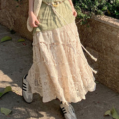 Aesthetic Crochet Patchwork Maxi Skirt