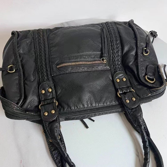 Vintage Pu Leather Biker's Shoulder Bag