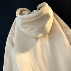 Logo Embroidery Zip Up Oversized Hoodie - fairypeony