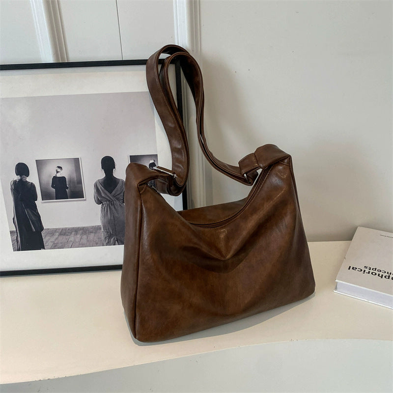 Pu Leather Large Capacity Crossbody Bag - fairypeony