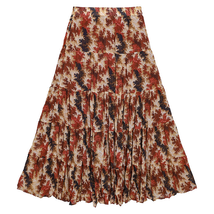 Casual Floral Umbrella Maxi Skirt - fairypeony