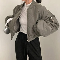 Vintage Irregular Design Bomber Jacket - fairypeony