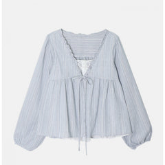 Womens Long Sleeve Striped Blouse - fairypeony
