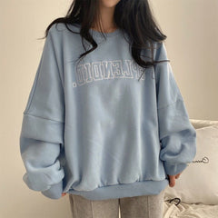 Solid Color Embroidered Logo Pullover Sweatshirt