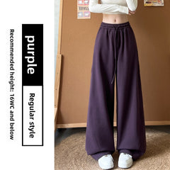 Curved Hem High-Waist Wide-Leg Sweatpants – Soft Cotton Blend Casual Trousers in Regular & Extended Length