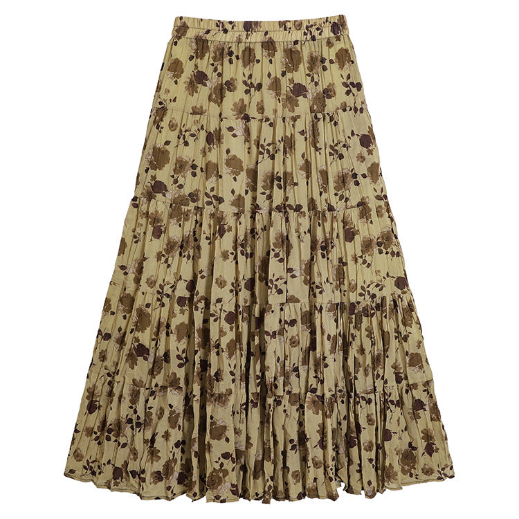 Casual Floral Umbrella Maxi Skirt - fairypeony