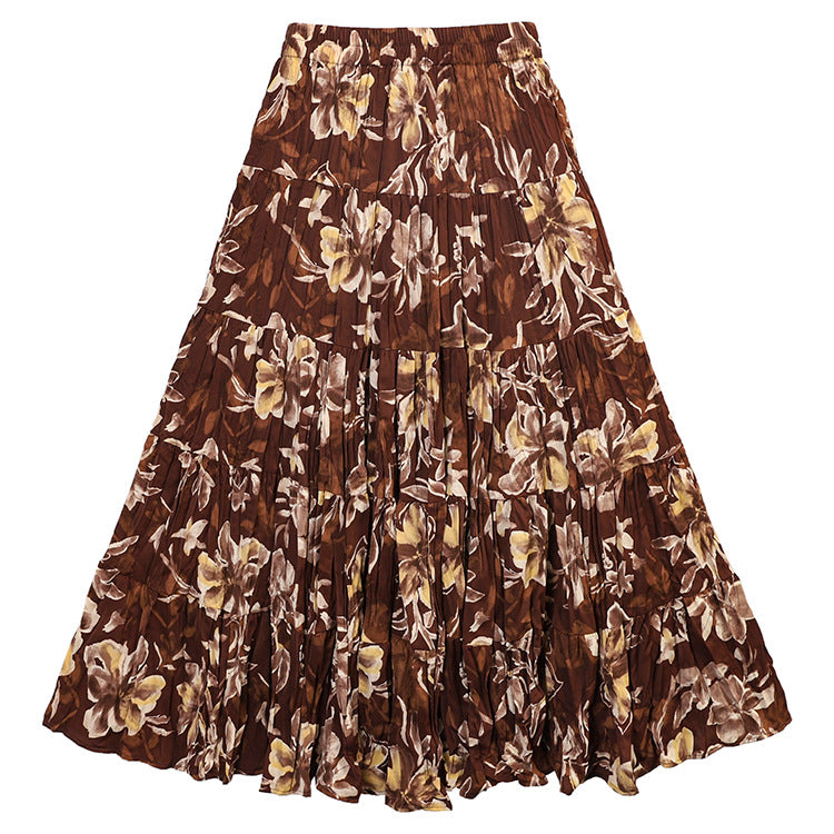 Casual Floral Umbrella Maxi Skirt - fairypeony