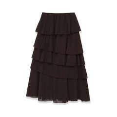 Elastic Waist Solid Color Midi Skirt