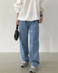 Vintage Embroidered Bow Boyfriend Jeans