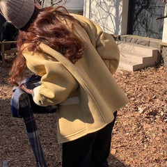 Vintage Lamb Wool Collar Loose Coat