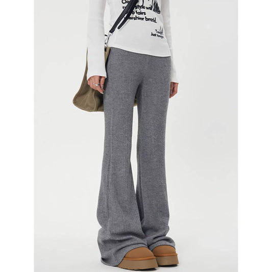 Solid High Rise Flare Leg Pants - fairypeony