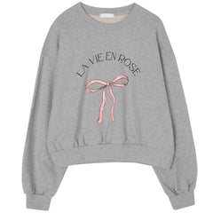 Aesthetic Bowknot Print Pullover Sweatshirt