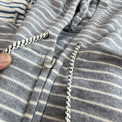 Women Casual Hooded Zip Up Striped Sweater