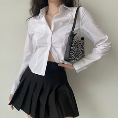 Basic Long Sleeve Button Blouse