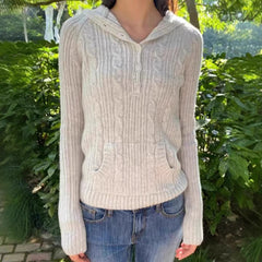 Womens Lapel Long Sleeve Knit Top