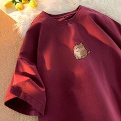 Lovely Cat Print Oversized T-shirt