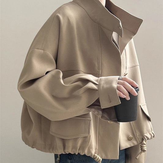 Solid Color Oversized Button Jacket - fairypeony