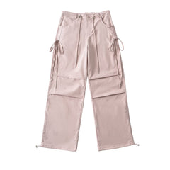 Side Drawstring Pleated Cargo Pants