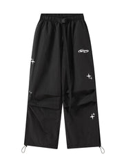 Vintage Star Print Loose Drawstring Sweatpants - fairypeony