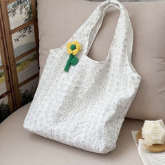 Floral Embroidery Canvas Shoulder Bag