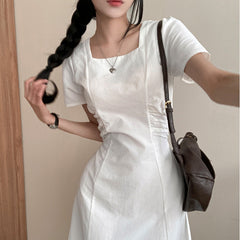 Square-neck fitted black dress - fairypeony