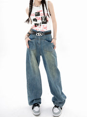 Women's Plus Size Distressed Retro Jeans - fairypeony