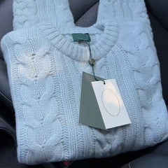 Vintage Round Neck Cable Knit Oversized Sweater