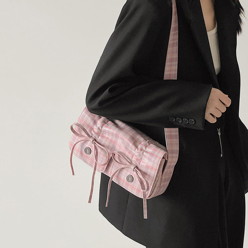 The Dusty Pink Aesthetic Ribbon Shoulder Bag
