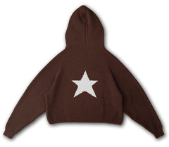 Back Star Print Hooded Oversized Sweater