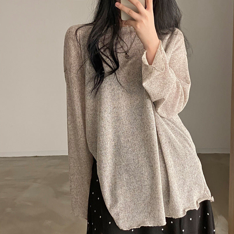 South Korea Chic Idle Style Thin Ice Silk Long Sleeve Knitwear