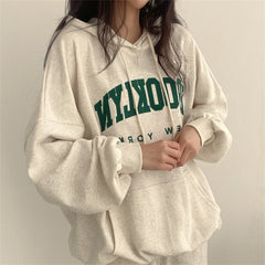 Vintage Letter Printed Oversized Hoodie