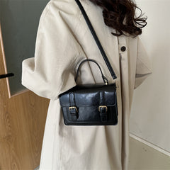 Vintage Buckled Pu Leather Crossbody Bag