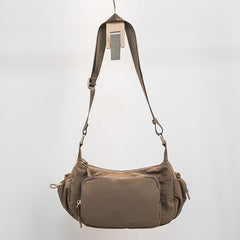 Vintage Solid Color Multi Pocket Casual Shoulder Bag