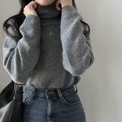 Dark Academia Turtle Neck Solid Color Sweater