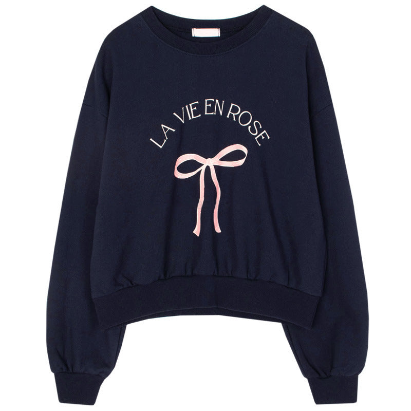 Aesthetic Bowknot Print Pullover Sweatshirt