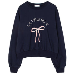 Aesthetic Bowknot Print Pullover Sweatshirt