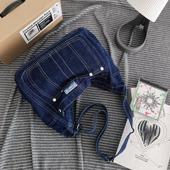 Aesthetic Denim Large Canvas Crossbody Bag - fairypeony