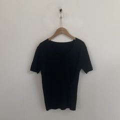 V-neck Split Waist Short sleeve Knit Tee