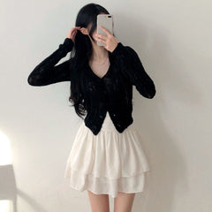 Solid Color Long Sleeve Button Long Sleeve Cardigan