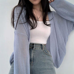Solid Color Oversized Knitted Cardigan