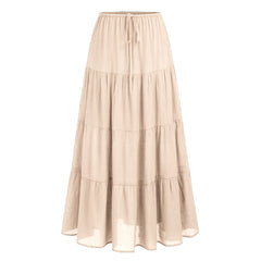 Womens High Waist Long Skirt with Lace-Up Back