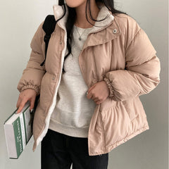 Solid Color Reversible Oversize Fleece Jacket