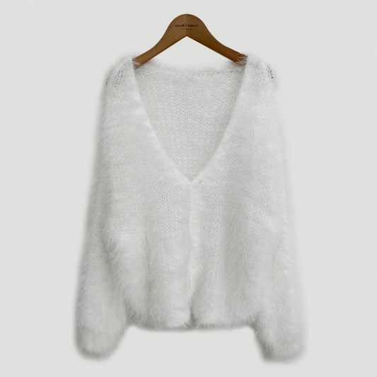 Solid Color Fuzzy Oversized Cardigan