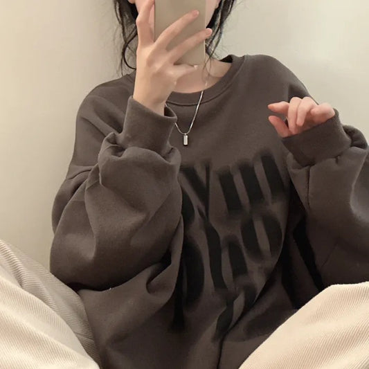 Letter Print Oversized Pullover Sweatshirt